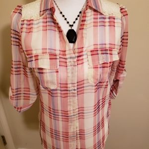NWOT pink and white button down.
